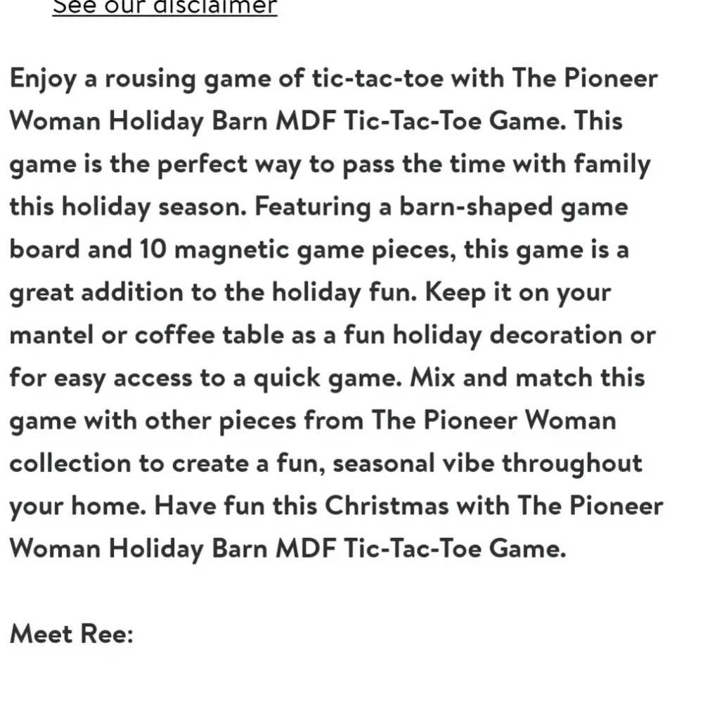 The Pioneer Woman Holiday Barn MDF Tic-Tac-Toe Game - Picture 6 of 8
